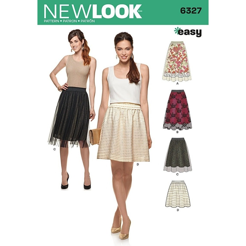New Look 6327 Skirt Sewing Pattern Misses 8-20 Multicolor Easy Uncut Tulle Lace